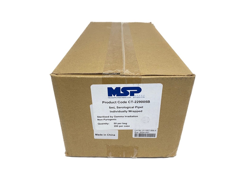(200/Cs) CELLTREAT 5mL Graduated Serological Pipettes Individual Wrap 229005B