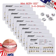 10Packs Dental Orthodontic Metal Brackets Braces Mini Roth.022 Hooks 345 Ortho
