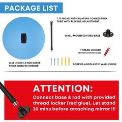 11.65 Inch Frameless Acrylic Convex Mirror Adjustable Wide Angle Security View