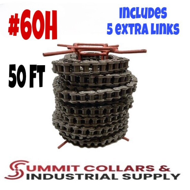 #60H Heavy Duty Roller Chain x 50 feet + 5 Connecting Links, Great Quality!