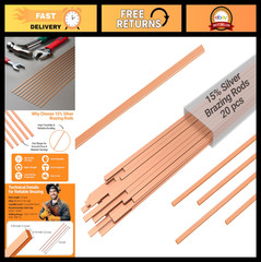 15% Silver Brazing Rods – 20 Sticks Phos Copper Welding Alloys for HVAC & Refrig