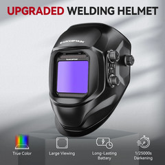 ARCCAPTAIN Solar Powered Auto Darkening Welding Helmet Large View True Color New