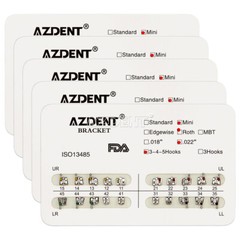 5 Packs AZDENT Dental Orthodontic Metal Brackets Braces Mini Roth.022 Hooks 345