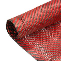 30cmx150cm Durable Carbon Fiber Black Red Mixed Cloth Fabric Twill Aramid 200gsm
