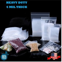 Clear Reclosable Zip Seal 4Mil Bags Heavy Duty Plastic 4 Mil Top Lock Baggies
