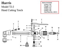 Harris Model 72-3 & 72-3A Cutting Torch Rebuild/Repair Parts Kit