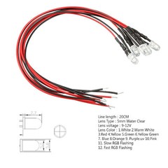 5/10/20Pcs New 3mm 5mm Pre Wired LED DC9-12V Lights Emitting Diodes