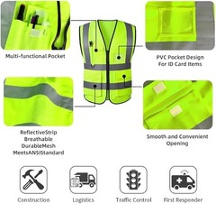Reflective Safety Vest for Women Men High Visibility With Pocket Zipper