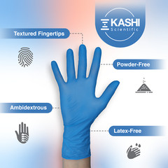 Kashi Scientific Medical Exam Nitrile Gloves, Powder & Latex Free – XS/S/M/L/XL