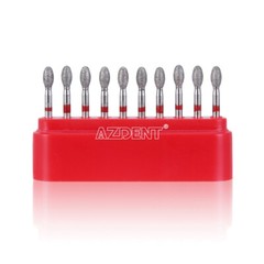 10pc Dental Diamond Burs Football Egg#379-023F Fine Red For High Speed Handpiece