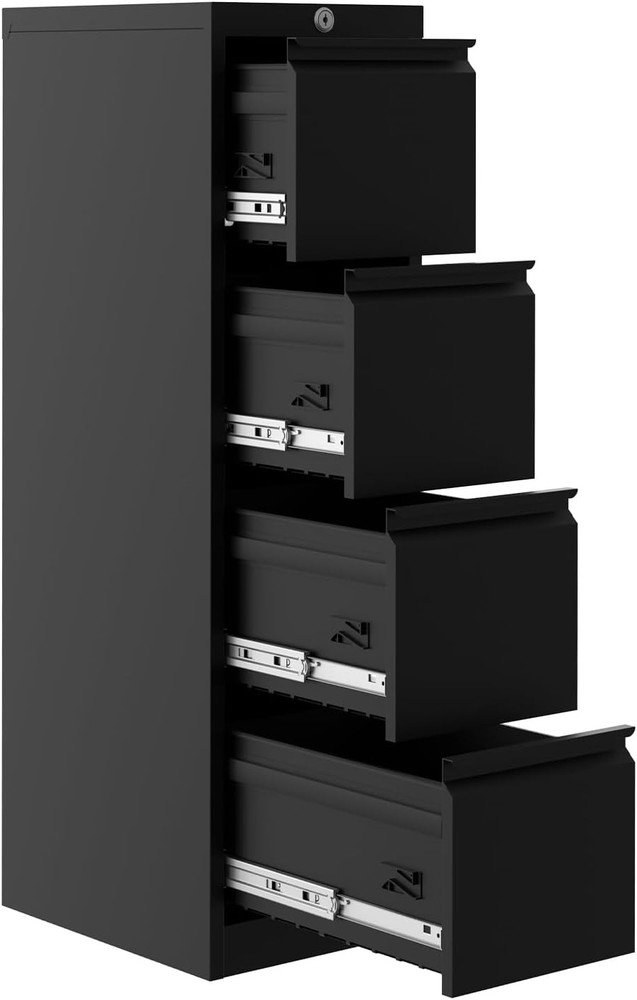 GARVEE Heavy Duty 4-Drawer File Cabinet, Cold-Rolled Steel, Lock & Keys Included