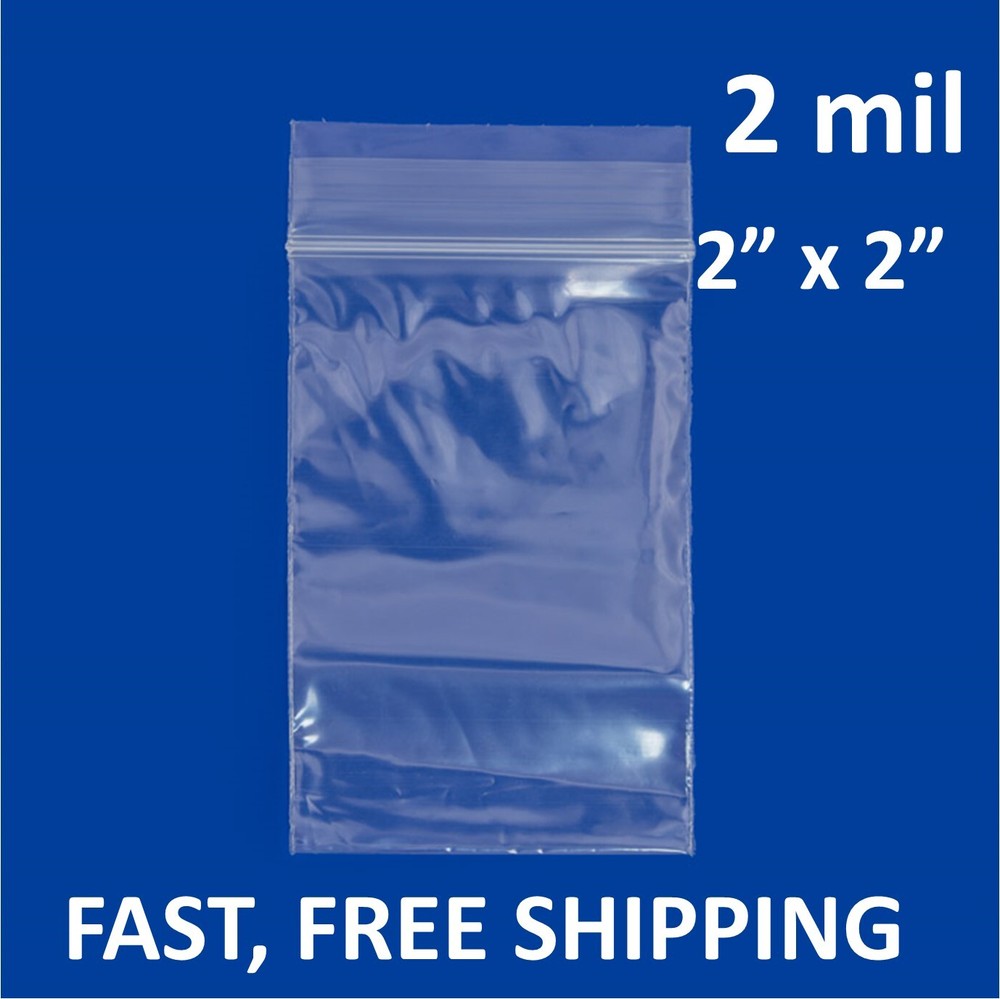 2″x 2″ CLEAR 2 MIL ZIP SEAL BAGS POLY PLASTIC RECLOSABLE LOCK MINI SMALL BAGGIES