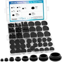 125PCS Rubber Plugs for Round Holes, Premium Black Rubber Hole Plugs, Various…