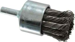 Weiler 1-1/8″ Brush Diam, Knotted, End Brush 1/4″ Diam Shank, 22,000 Max RPM