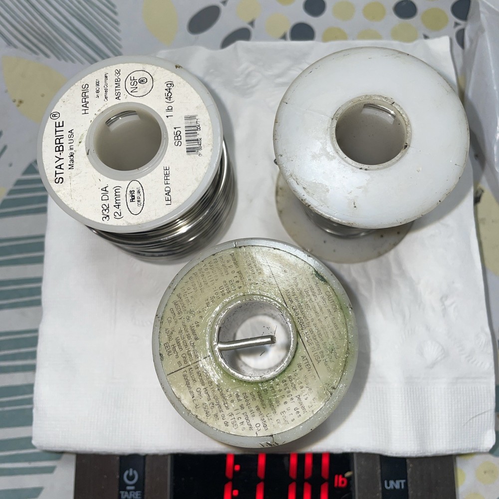 Harris SB51 Stay-Brite 3/32″ Silver Solder 1 lb 11 Oz Spool Lead Free 2.4mm