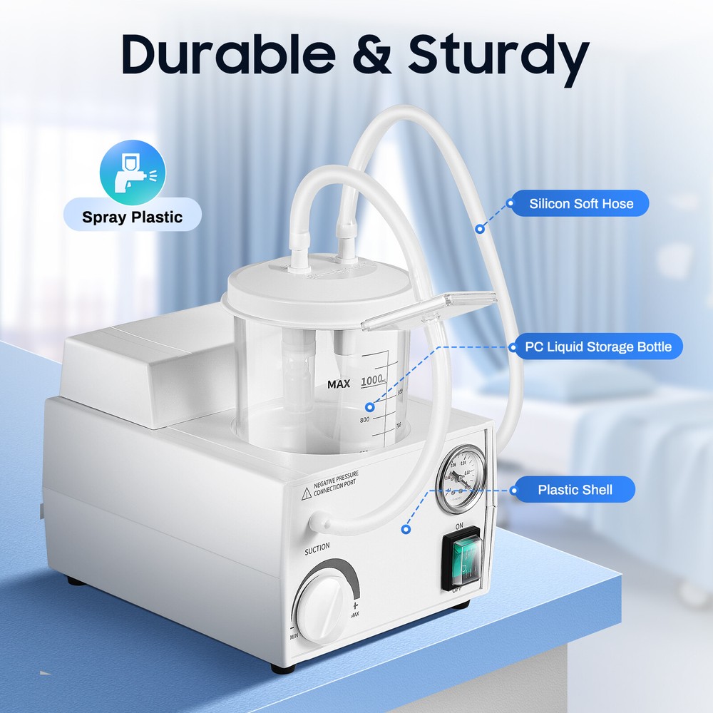 1000mL 110V Portable Phlegm Suction Unit Quiet Vacuum Medical Aspirator Machine