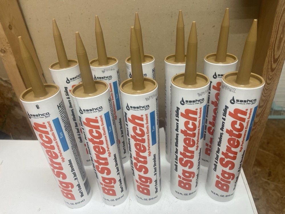 10 Pk White 10.5 Oz Sashco Big Stretch – Tan Color