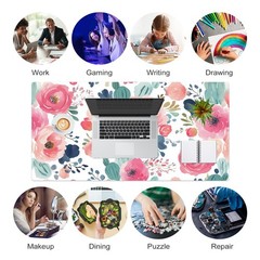 Colorful Star Large Mouse Pad, 31.5L x 15.7W inches, Watercolor Pink Flower