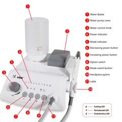VRN A8 Dental Cordless Ultrasonic Piezo Scaler LED Detachable Handpiece +5 Tips