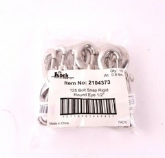 Ten Piece Pack 125 Bolt Snap Rigid Round Eye 1/2in Light Duty Nickel Plated KOCH
