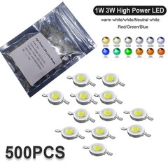 500PCS 1W 3W High Power LED Lights Beads Red Green white Light Emitting Diode