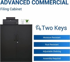 2 Doors Metal Storage Cabinets, Small Locker For Home, Office, Garage, Employee