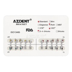 Dental Orthodontic Brackets Braces Standard Roth.022 Hooks 345 AZDENT
