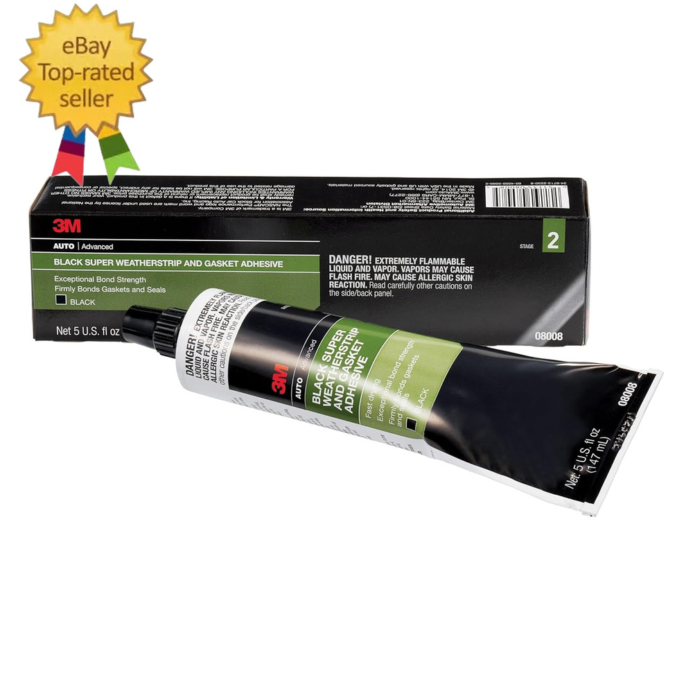 3M Black Super Weatherstrip and Gasket Adhesive, 08008, 5 Fl Oz, 1 per Pack