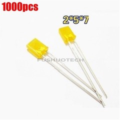 1000pcs 2x5x7mm rectangle led yellow color yellow light emitting diode ic new qw