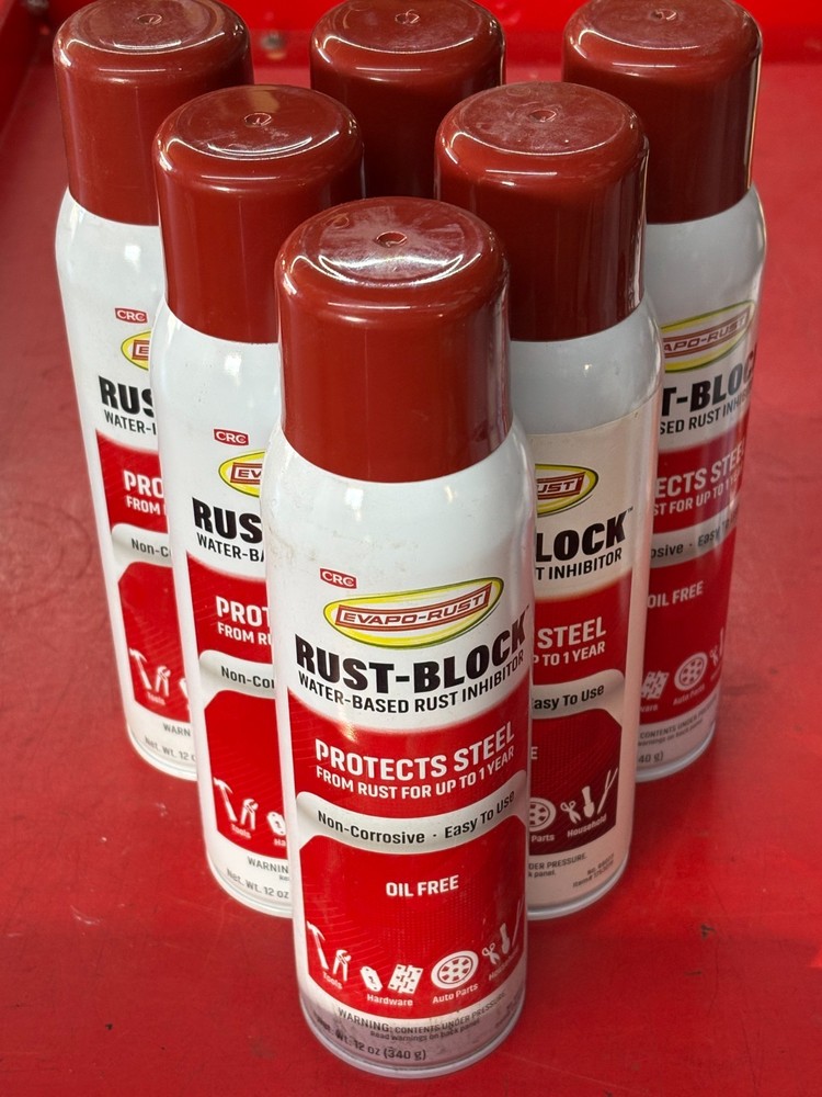 (6) CRC EVAPO-RUST WATER-BASED RUST-BLOCK RUST CORROSION INHIBITOR 12 oz. CANS