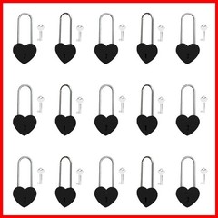 Gradleen 15PCS Black 3.5″ Heart Lock Love Padlock with Key 50mm