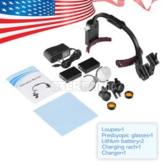 ETERFANT Dental 3.5X Surgical Headband Binocular Loupes+5W LED Head Light 2Leds