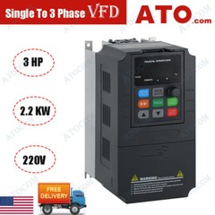 ATO Single Phase to 3 Phase VFD 2.2KW 3HP 220V Variable Frequency Drive Inverter