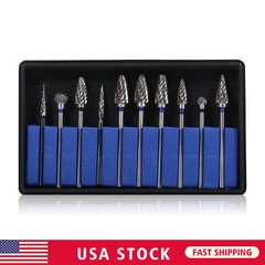 10Pcs Dental Lab Polishing Bur Drills Tungsten Steel Carbide Burs 2.35MM HP