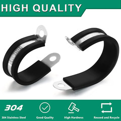 20Pcs 3/4″ Stainless Steel Cable Clamps, Rubber Coated Cushioned Insulated Clamp
