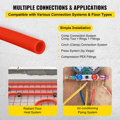 VEVOR 1/2in x 1000ft Red Pex Tubing Oxygen Barrier O2 EVOH Pex-B Tube w/ Cutter