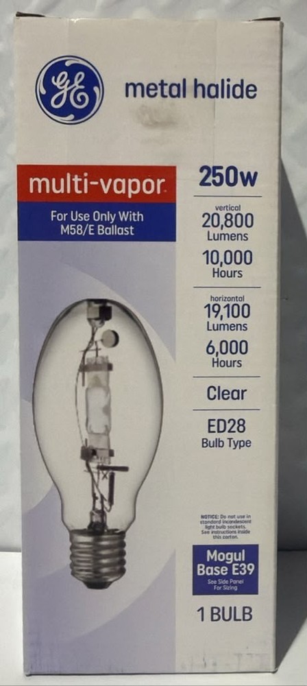 GE 250 -Watt EQ ED28 Cool white Mogul screw base E39 Metal halide Light Bulb