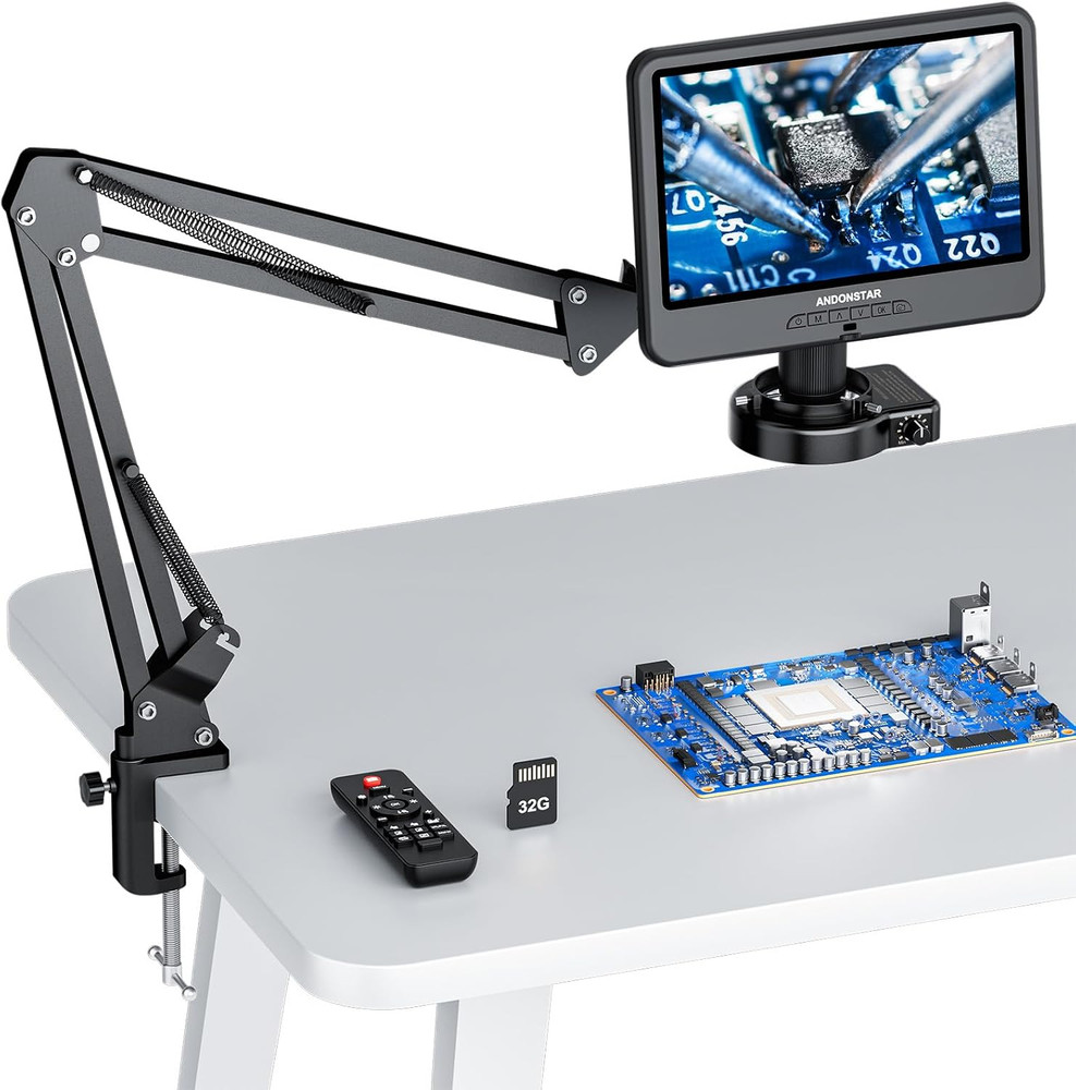 AD109 Digital Microscope with 10.1″ Screen for Adults, Flexible Boom Arm Stand S