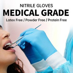 Blue Nitrile Medical Gloves Powder-Free Food Grade Disposable Glove 100 / 1000