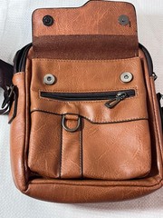 Unbranded Tan Brown Faux Leather Messenger Bag Crossbody Satchel Organizer