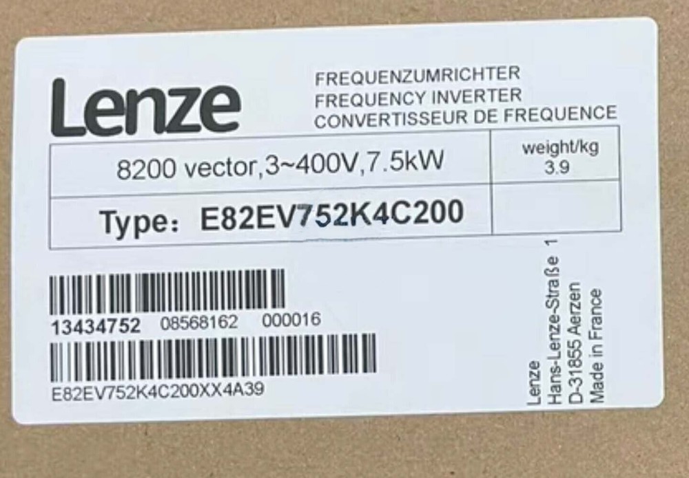 E82EV752K4C200 NEW LENZE E82EV752_4C200 Inverter 8200 Vector 7.5kW
