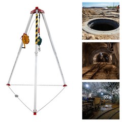 Confined Space Tripod Kit 1800lb Winch w/5.2ft-8ft Adjustable Legs Rescue Tripod