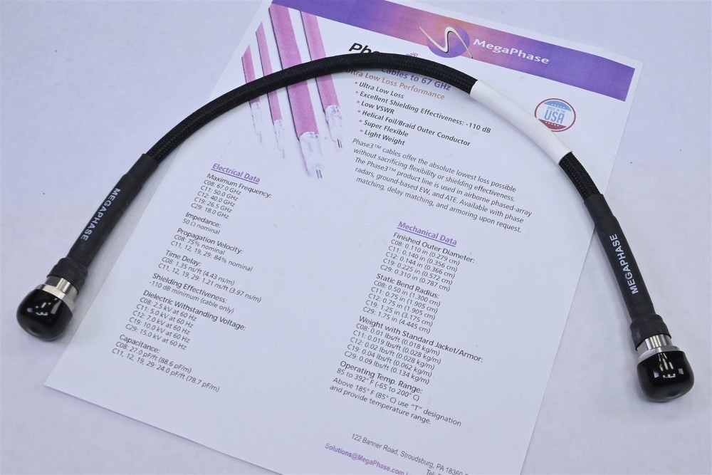 Megaphase 18 GHz Precision N Male to N Male RF Coaxial Cable Ultra Low Loss 19″