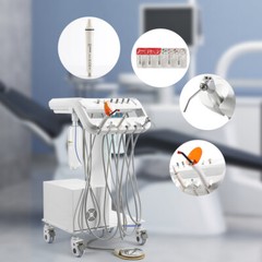 Dental Portable Delivery Unit System Suction Air Compressor Cart Motor 4 Hole