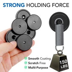 Heavy Duty Magnets with Hole, 150LB Strong Magnets, Black Pot Magnet with Screw