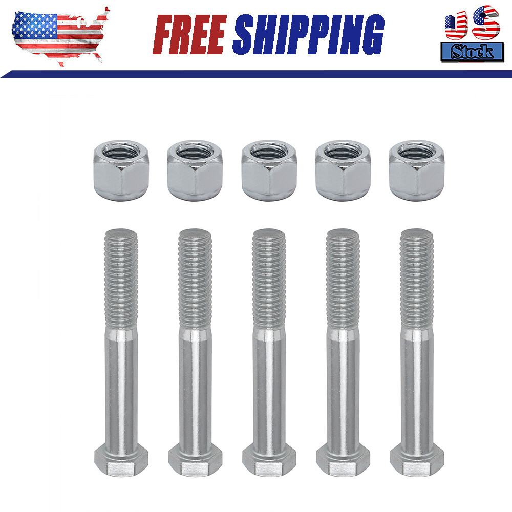 Grade 2 Shear Bolts for Rotary Cutters 1/2″ x 3-1/2″ with Nylock Nuts – 5 Pack
