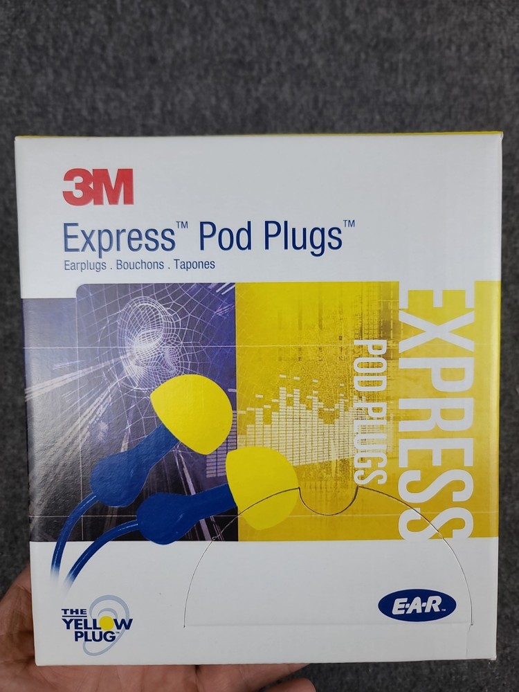 100 Pack of E-A-R Express Pod Plugs 3M Reusable Foam Ear Shape 25 Db 321-2200