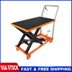 Garvee Hydraulic Scissor Lift Table Cart 1100Lbs 28.5″ Manual Heavy Duty Orange
