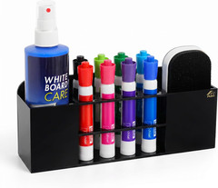 Strong Magnetic Dry-Erase Whiteboard Holder, 8-Slot Acrylic Pen Organizer with G
