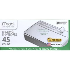 Mead #10 Security Business Envelopes (4-1/8″ x 9-1/2″) – 45 count, White